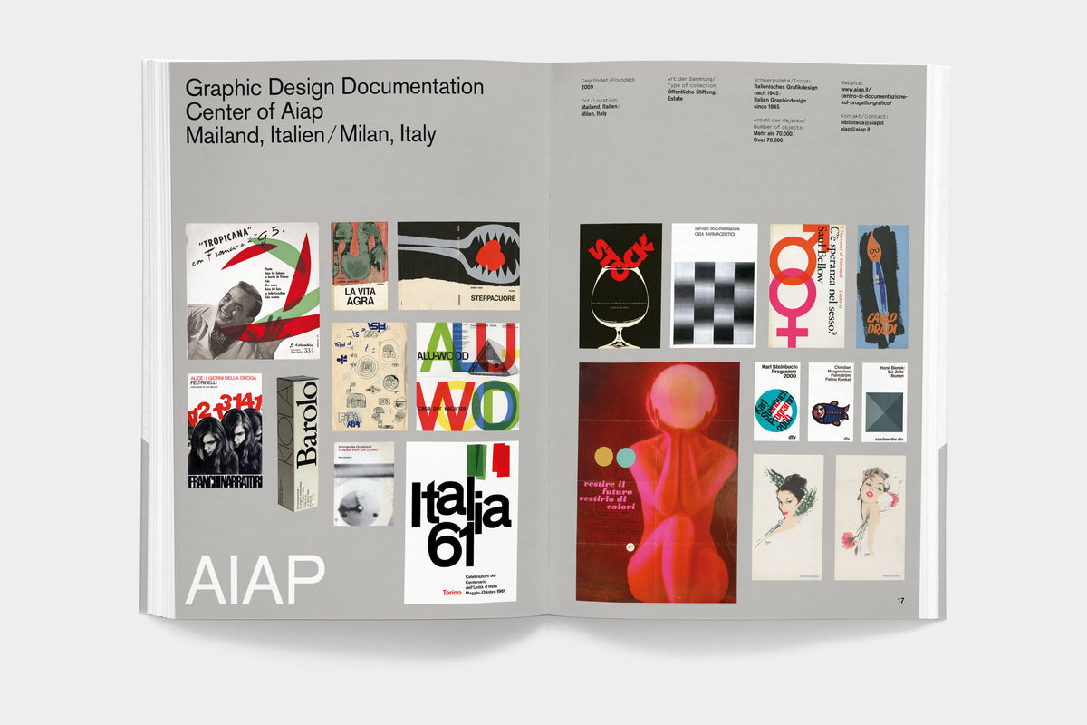 A5/10 Collecting Graphic Design – spread on the AIAP archive in Milan with Italian posters