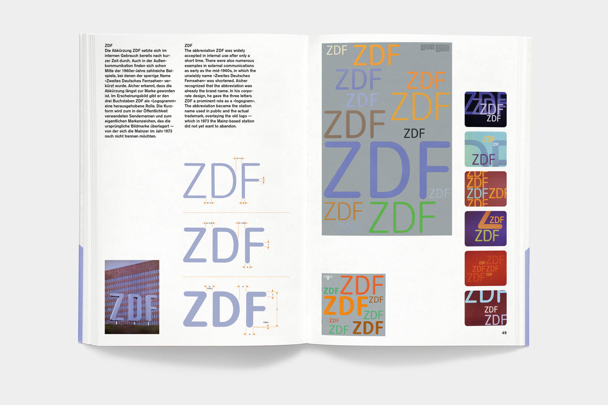 A5/11 ZDF TV+Design – spread on Otl Aicher’s ZDF logo and its colour variations