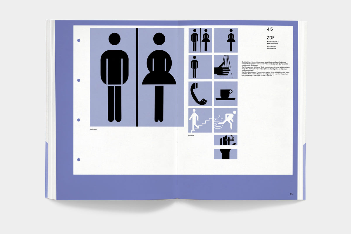 A5/11 ZDF TV+Design – spread with Otl Aicher’s ZDF pictograms