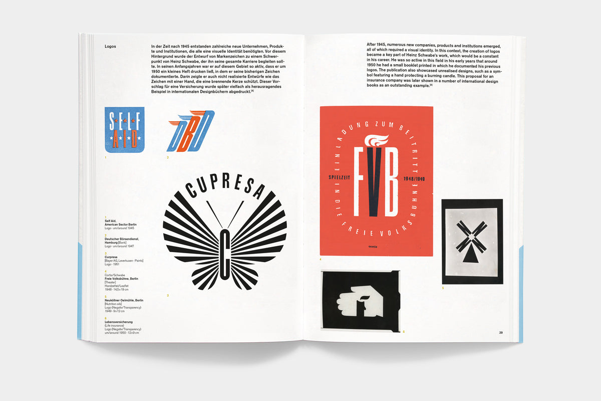 A5/12 Heinz Schwabe – spread with a selection of Schwabe’s logos and trademarks