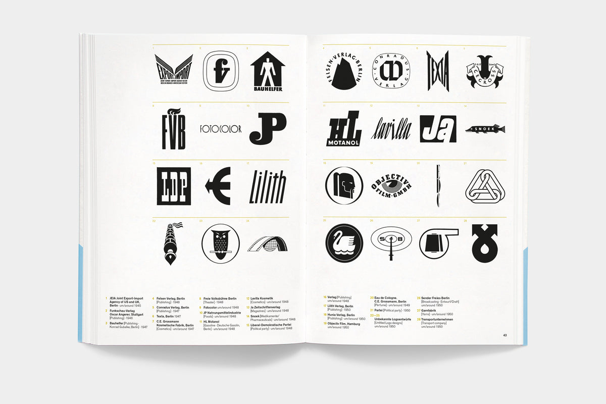 A5/12 Heinz Schwabe – spread with a grid of logos and trademarks