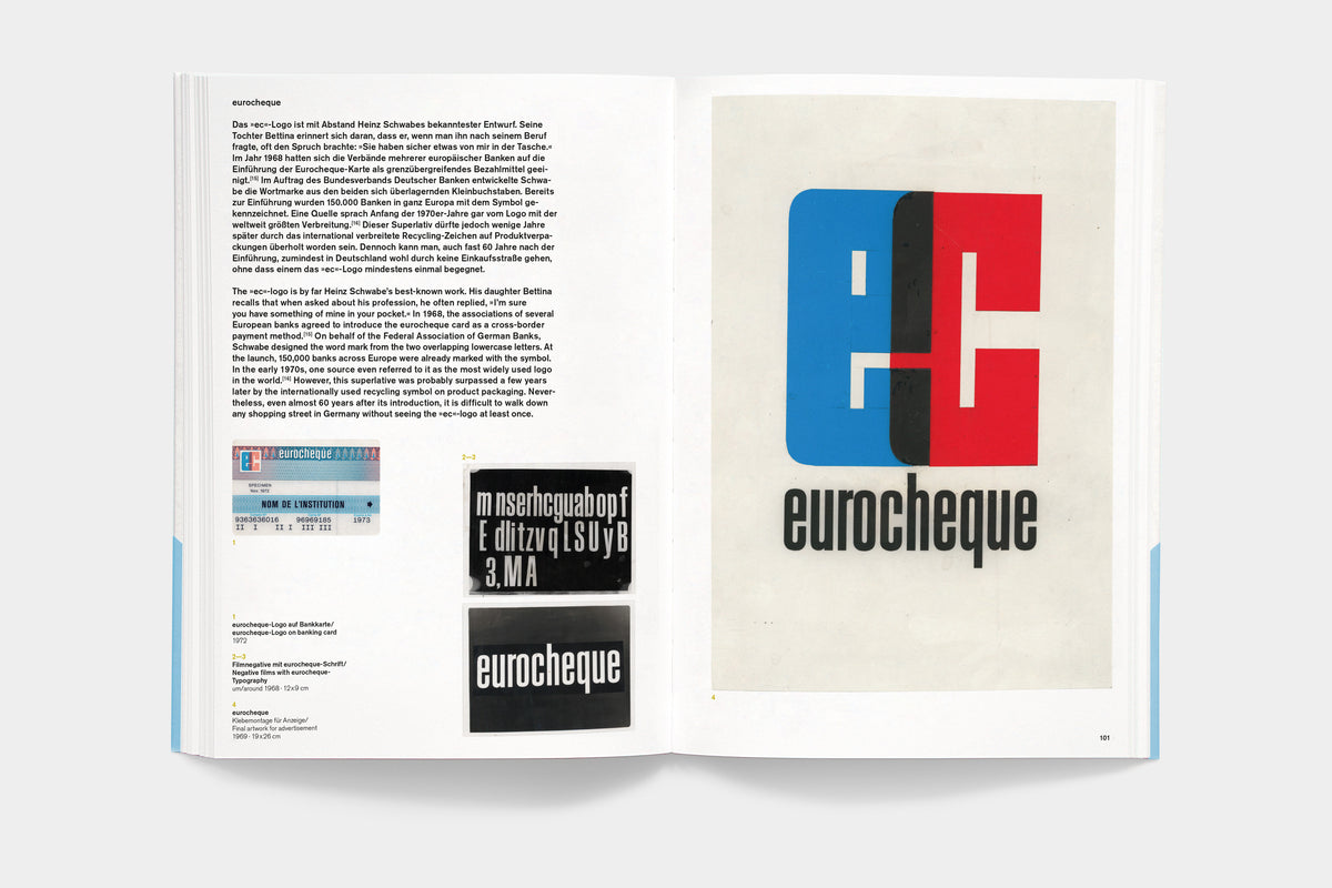 A5/12 Heinz Schwabe – spread featuring the eurocheque logo and its development