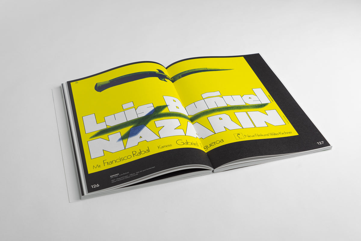 Hans Hillmann: Moving Pictures – spread with the yellow poster for „Nazarín“ (Luis Buñuel)