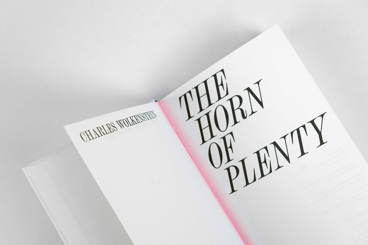 The Horn of Plenty – the book open, showing the pink page edge