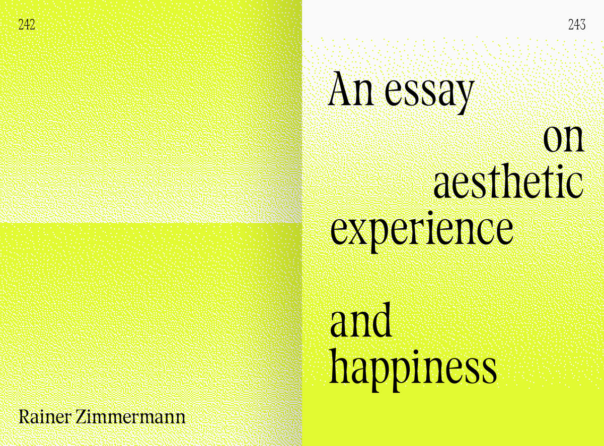 Japanese Happiness – title spread „An essay on aesthetic experience and happiness“