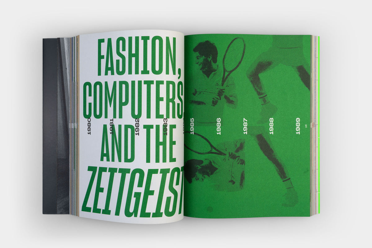 PUMA – The Graphic Heritage – green spread „Fashion, Computers and the Zeitgeist“