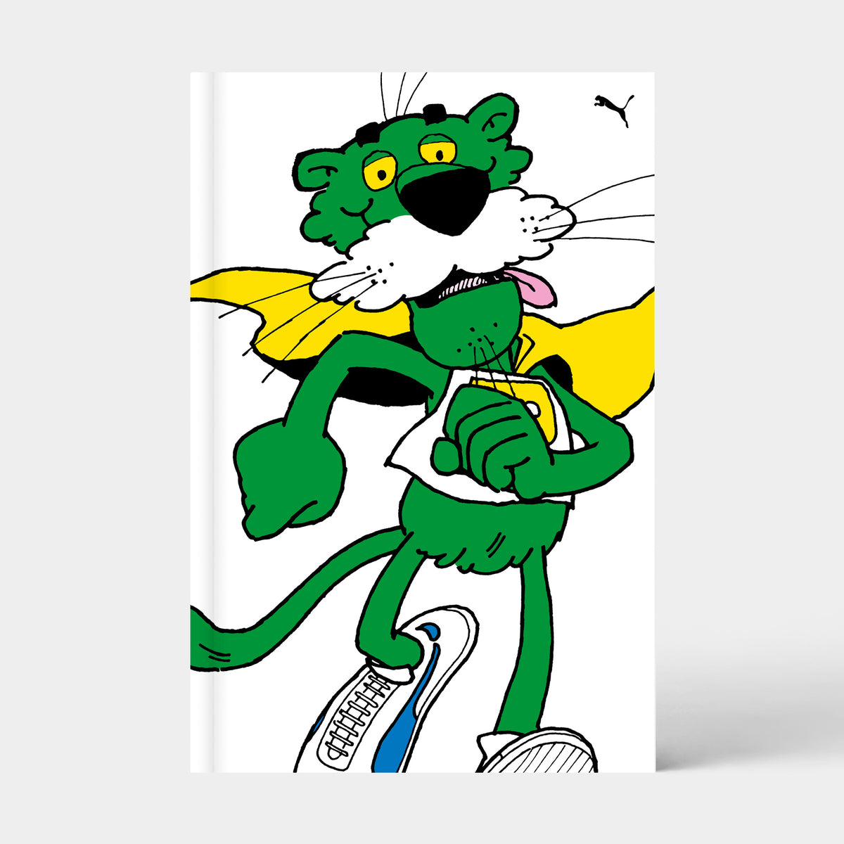SUPER PUMA – book cover with the green cartoon puma character
