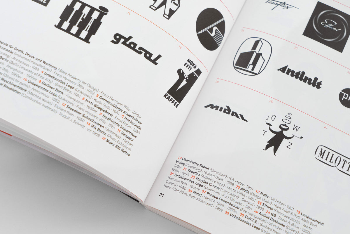 A5/09 West-Berlin Grafik-Design – spread with logo studies and wordmarks